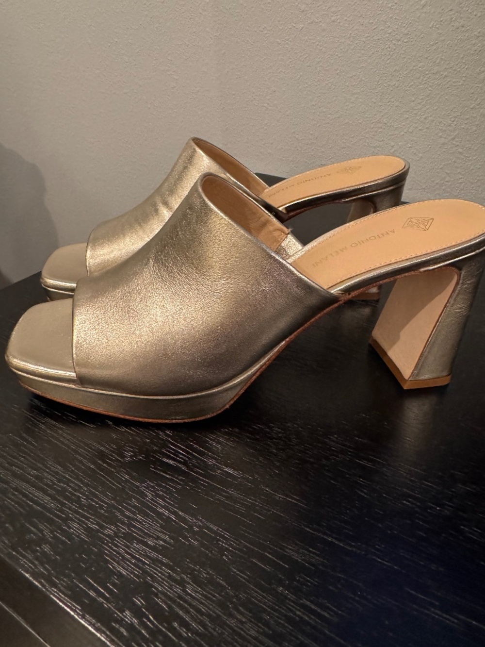 ANTONIO MELANI GOLD PLATFORM SHOES